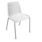 Schaffner Bermuda Stuhl weiß, moderner Kunststoffstuhl mit Aluminiumgestell, stapelbar