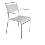Schaffner Spaghettistuhl mit Armlehne Alusilber - moderner Gartenstuhl aus Aluminium