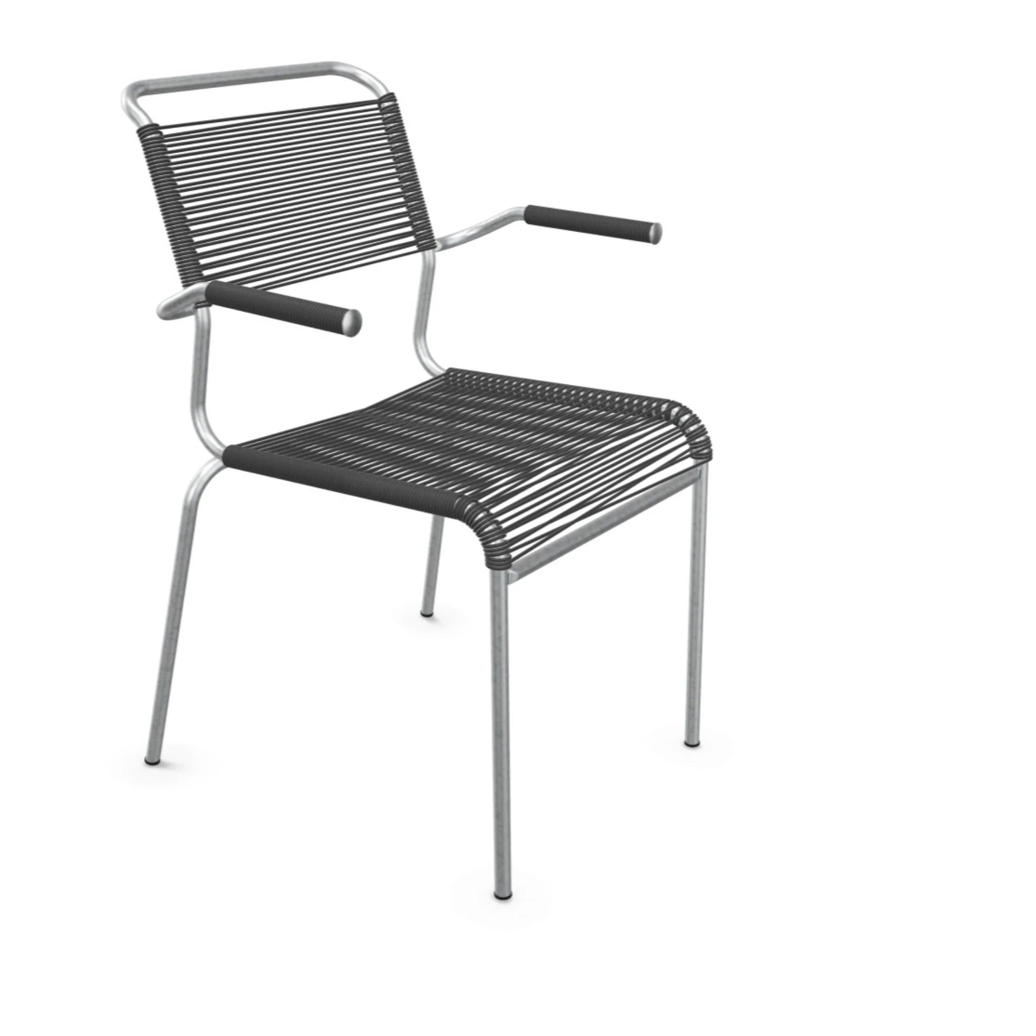 Schaffner Spaghettistuhl mit Armlehne Anthrazit - moderner Gartenstuhl mit Stahlgestell