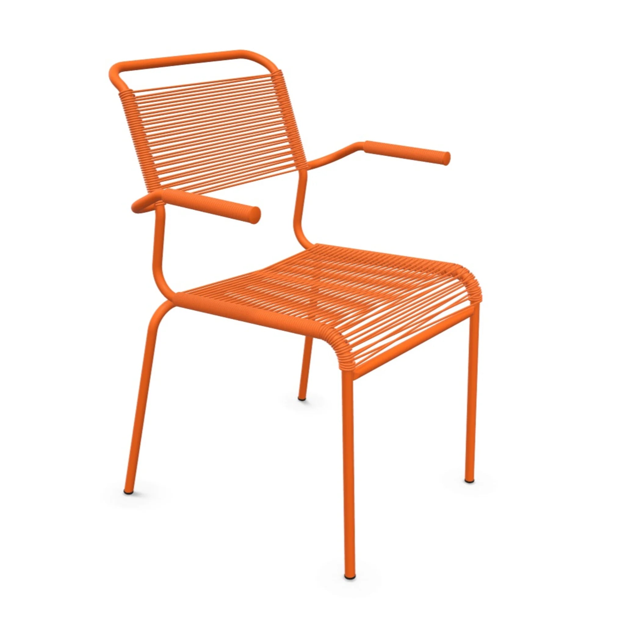 Schaffner Spaghettistuhl mit Armlehne in Orange - moderner Gartenstuhl aus Kunststoff
