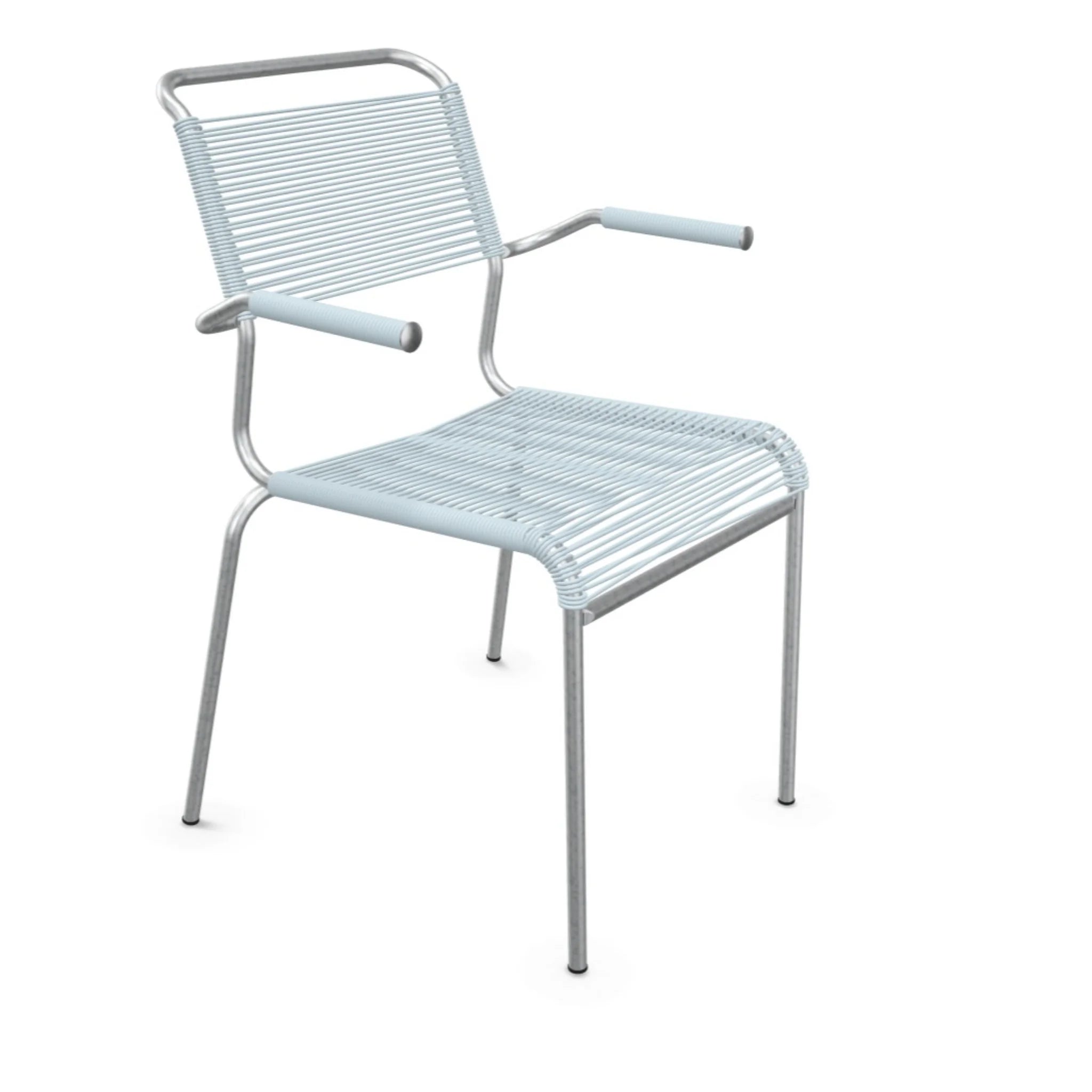 Schaffner Spaghettistuhl mit Armlehne Pastellblau – moderner Gartenstuhl aus Aluminium