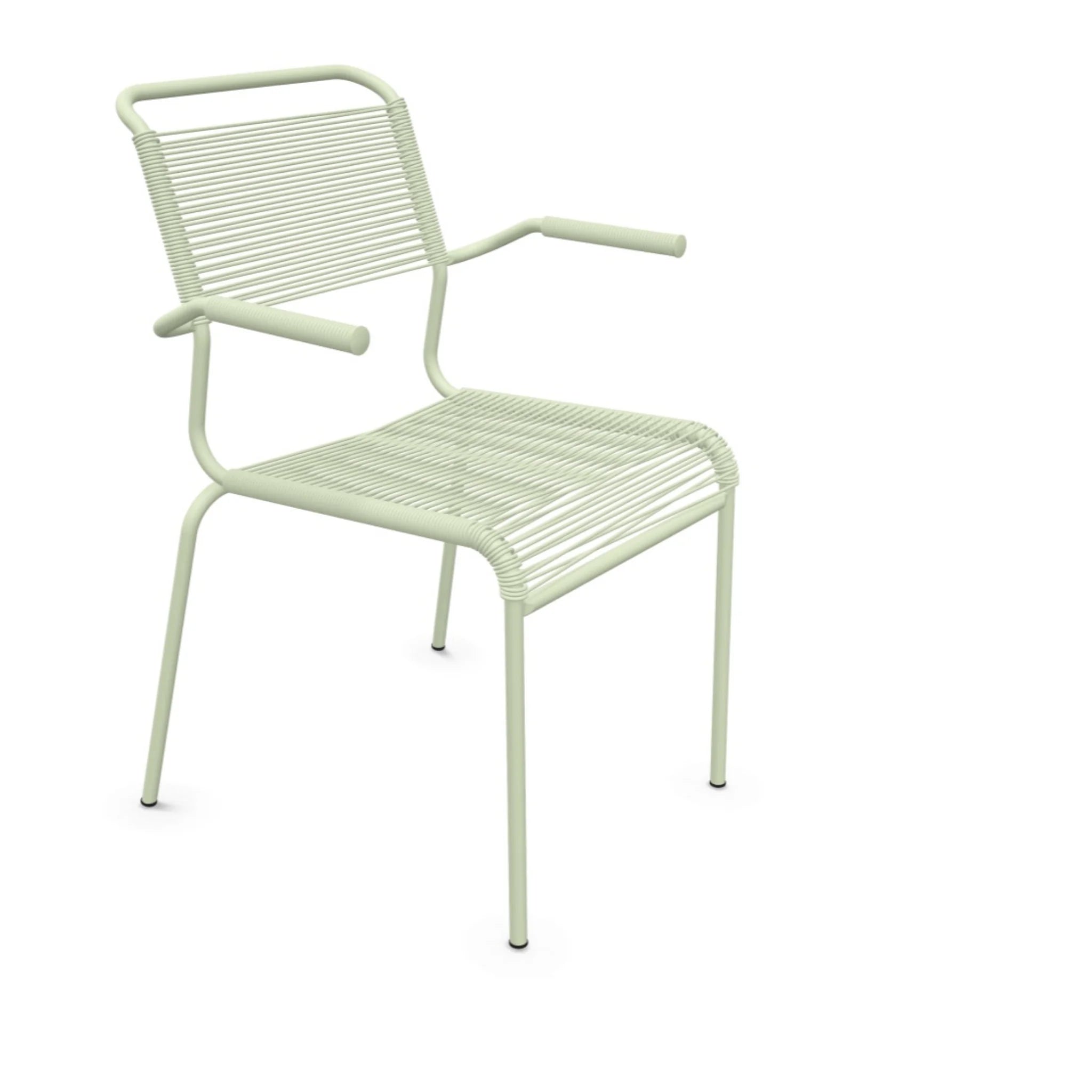 Schaffner Spaghettistuhl mit Armlehne in Pastellgrün - moderner Gartenstuhl aus hochwertigem Material