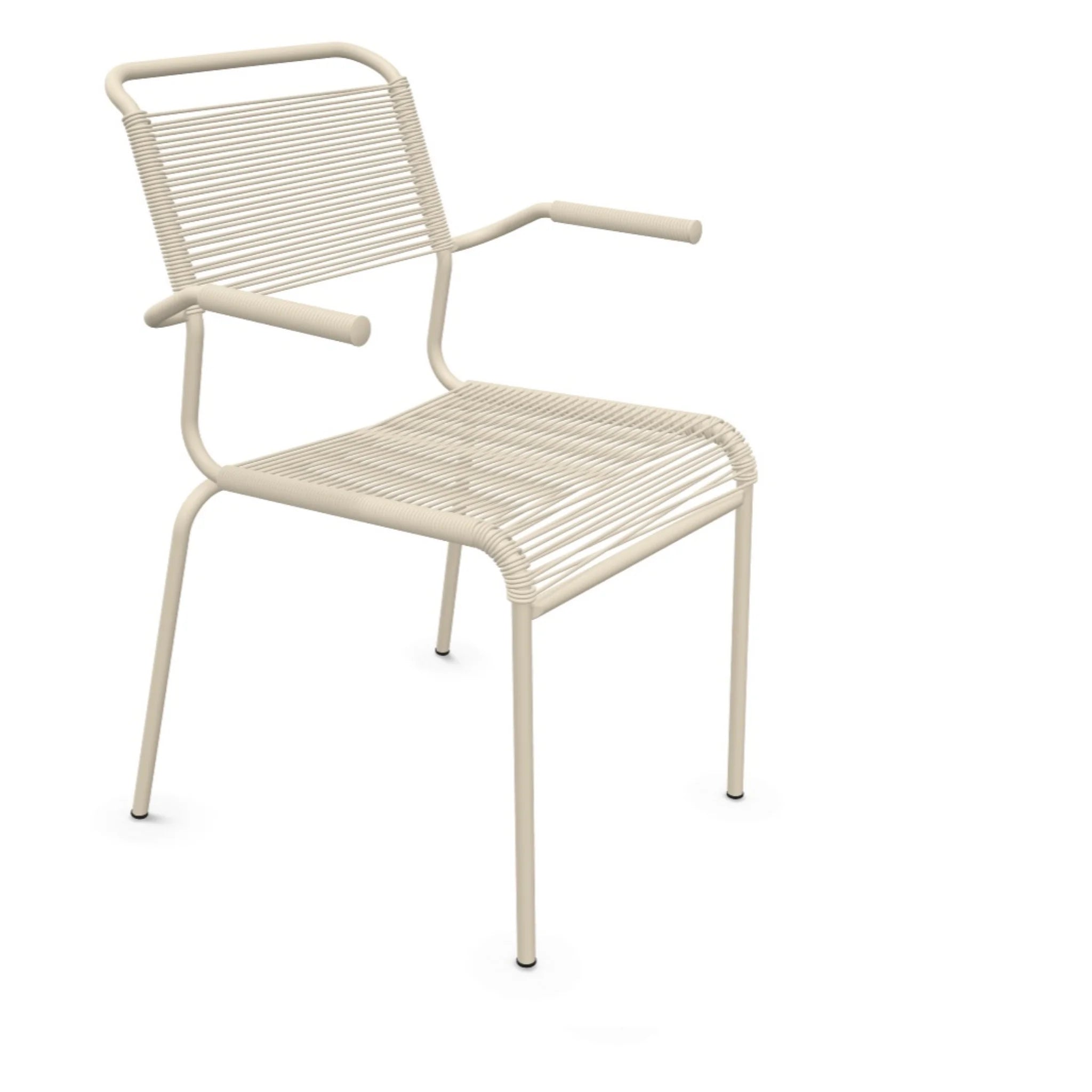 Schaffner Spaghettistuhl mit Armlehne in Pastellsand - moderner Gartenstuhl aus Kunststoff