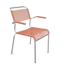 Schaffner Spagettistuhl mit Armlehne in Terracotta - moderner Gartenstuhl mit Metallgestell