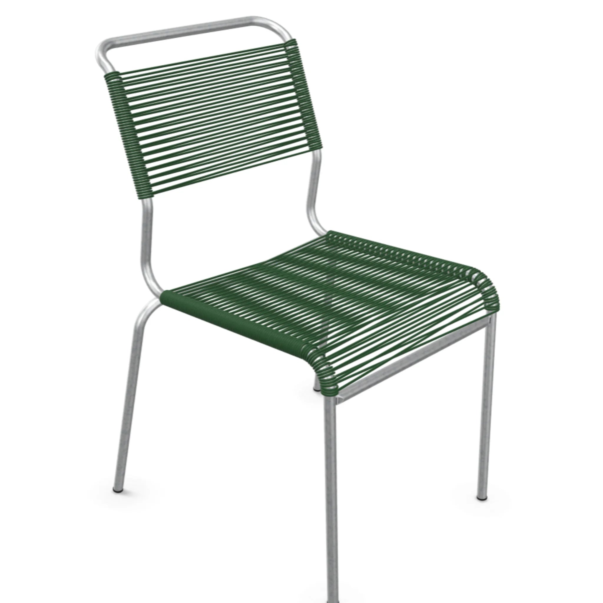 Schaffner Spaghettistuhl Säntis - moderner Gartenstuhl mit grünen Kunststoffstreifen und Aluminiumgestell