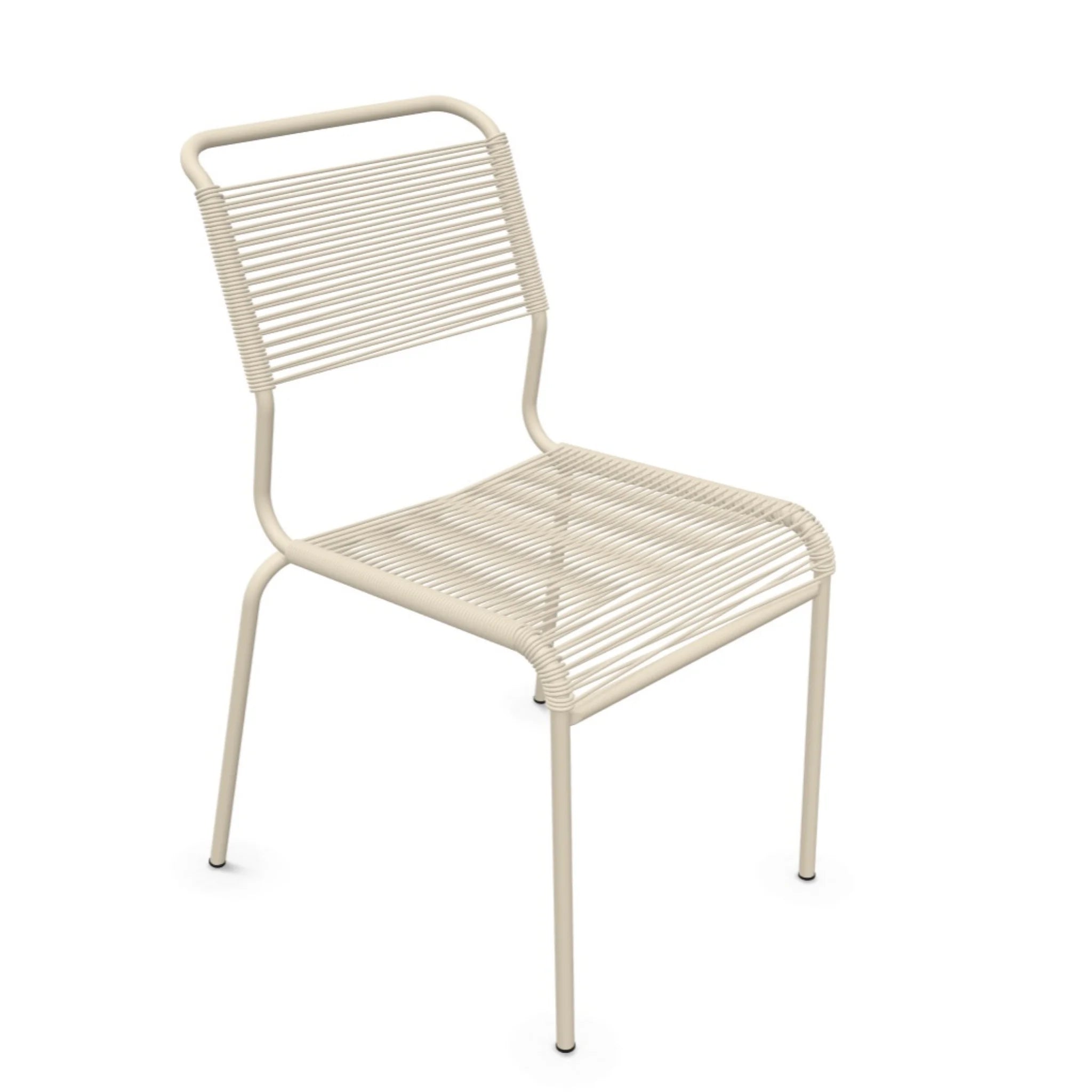 Schaffner Spaghettistuhl Säntis 7 in Creme - moderner Gartenstuhl aus Kunststoffseilen
