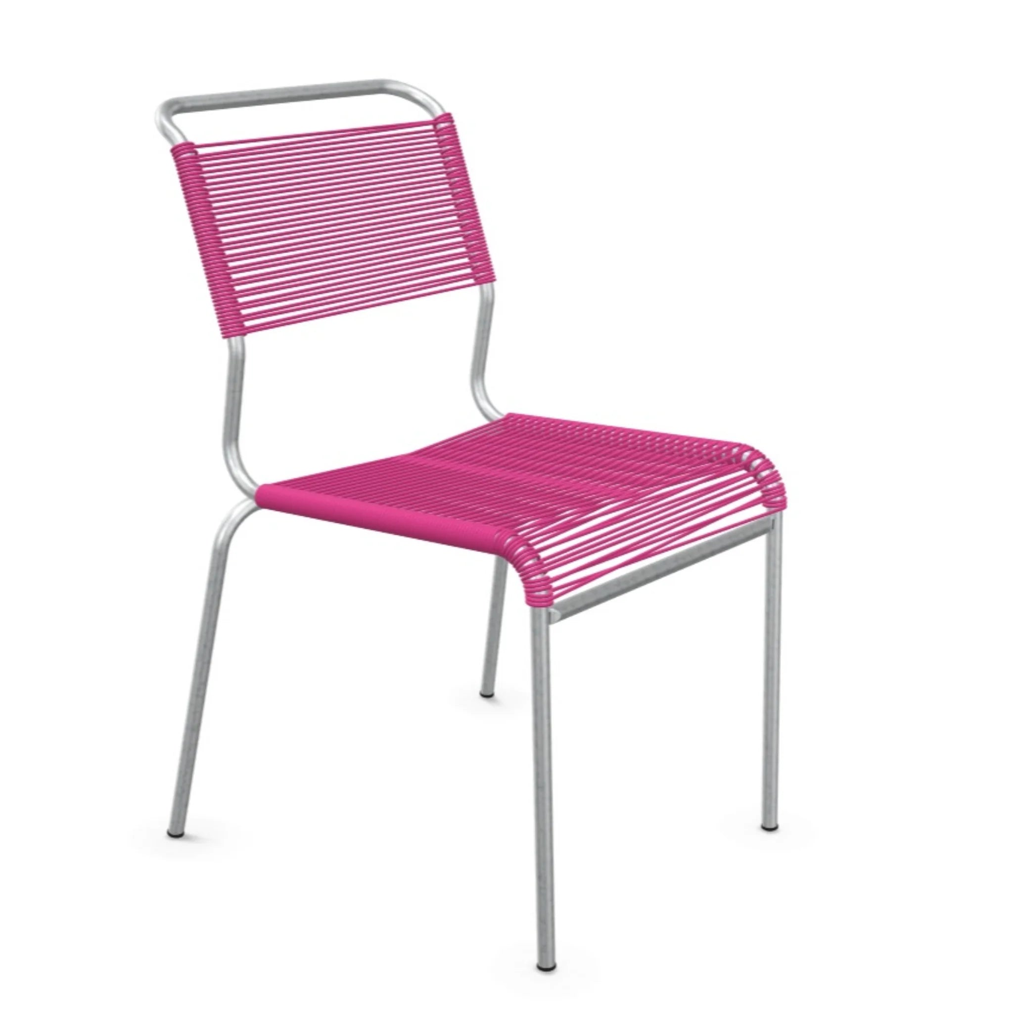 Schaffner Spaghettistuhl Säntis pink - moderner Gartenstuhl mit Aluminium-Rahmen und Kunststoffseilen