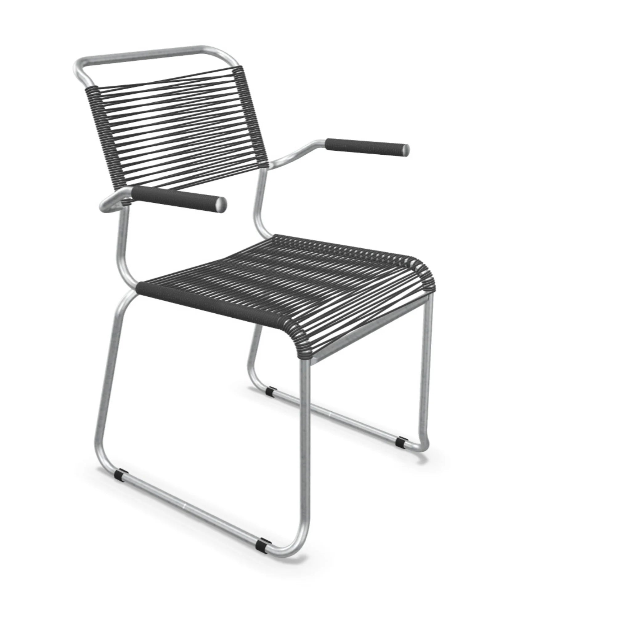 Schaffner Säntis Stuhl mit Armlehne Kufen Spaghetti Anthrazit - moderner Designstuhl