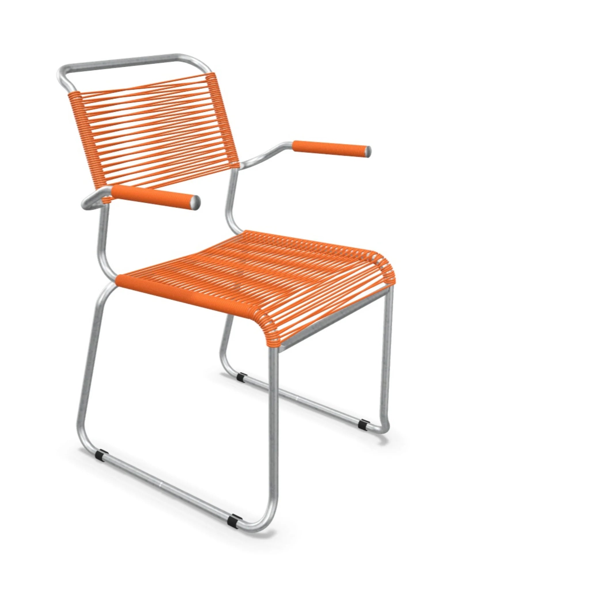 Schaffner Säntis Stuhl mit Armlehne in Orange - moderner Spaghetti-Gartenstuhl aus Aluminium