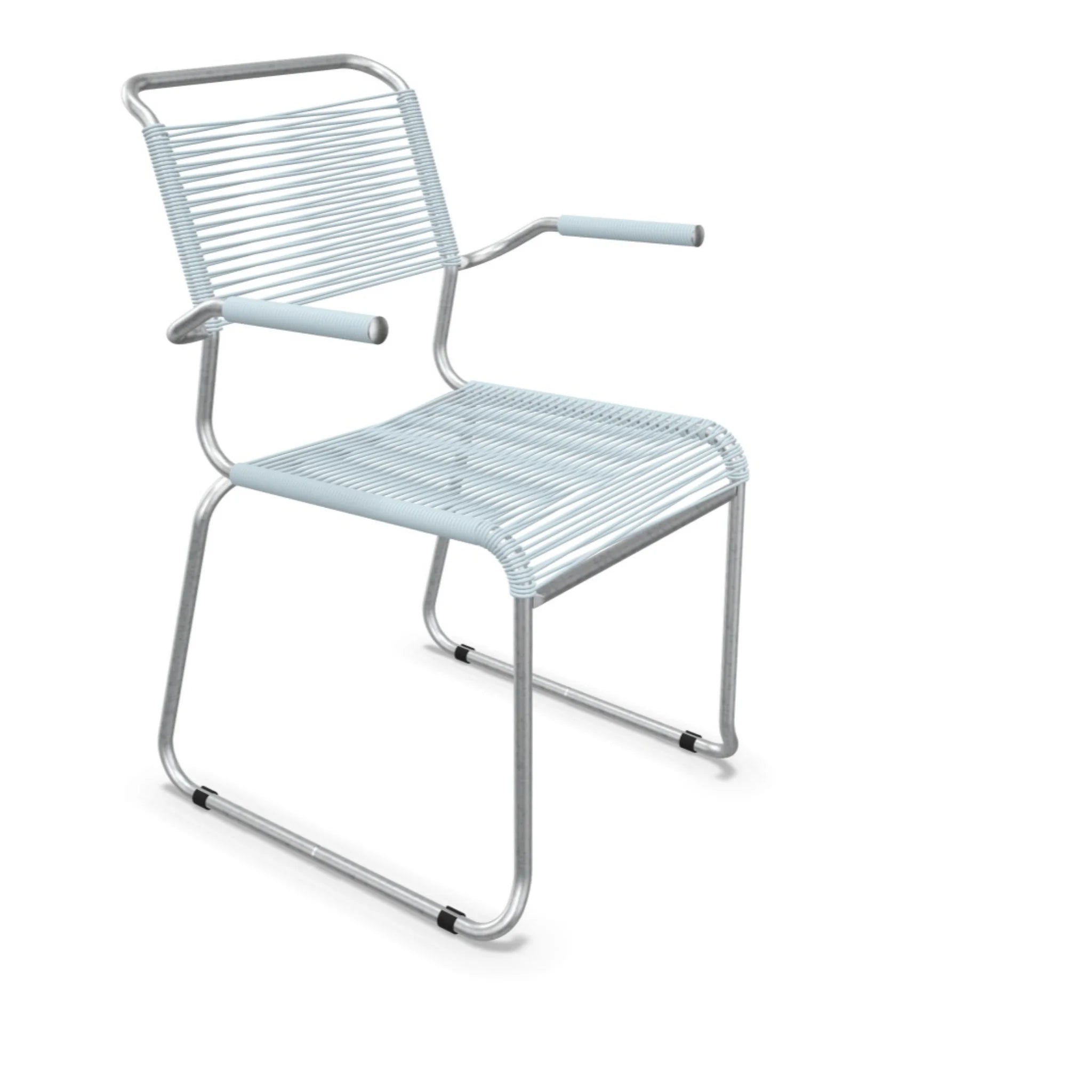 Schaffner Sääntis Stuhl mit Armlehne in Pastellblau - moderner Spaghettigarn Gartenstuhl