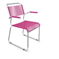Schaffner Säntis Stuhl mit Armlehne in Pink - moderner Spagetti-Gartenstuhl aus Aluminium