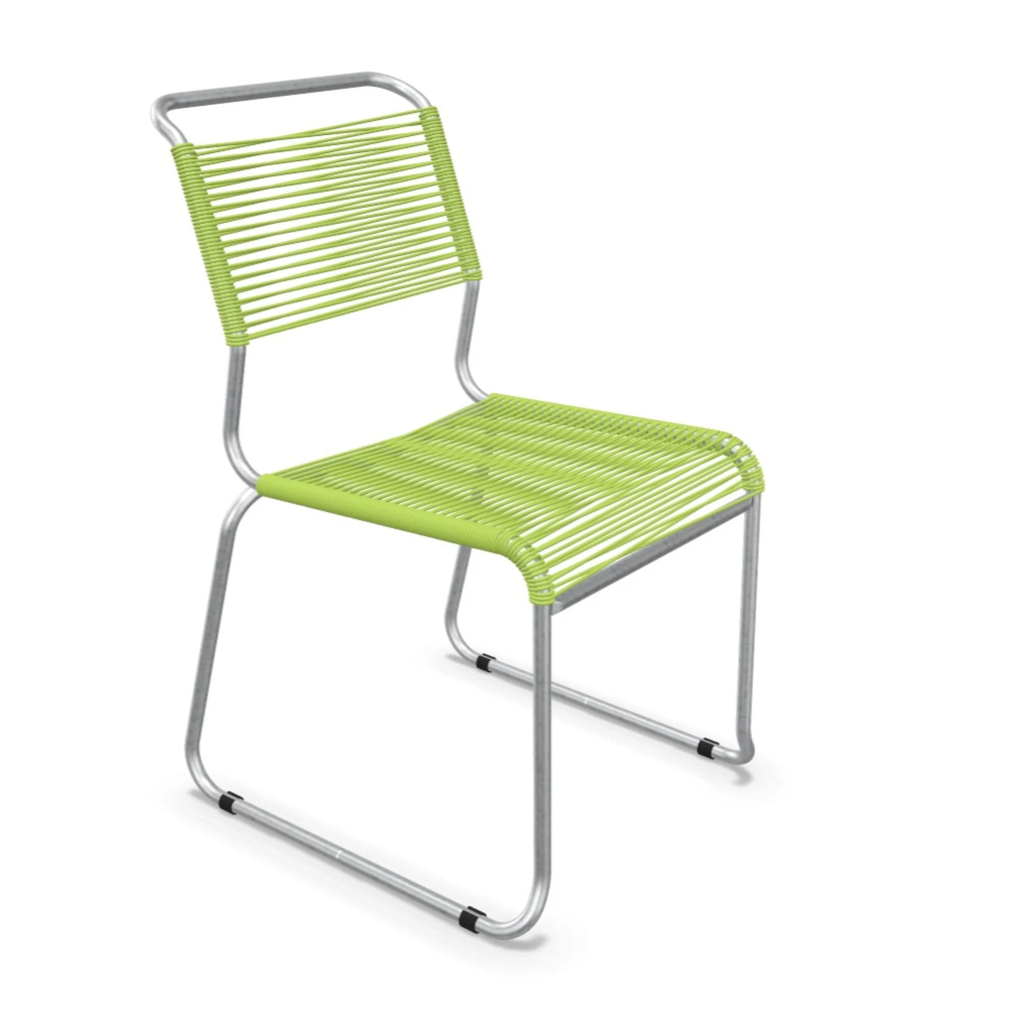 Spaghettistuhl Sääntis mit Kufen in Hellgrün - moderner Designerstuhl aus Metall