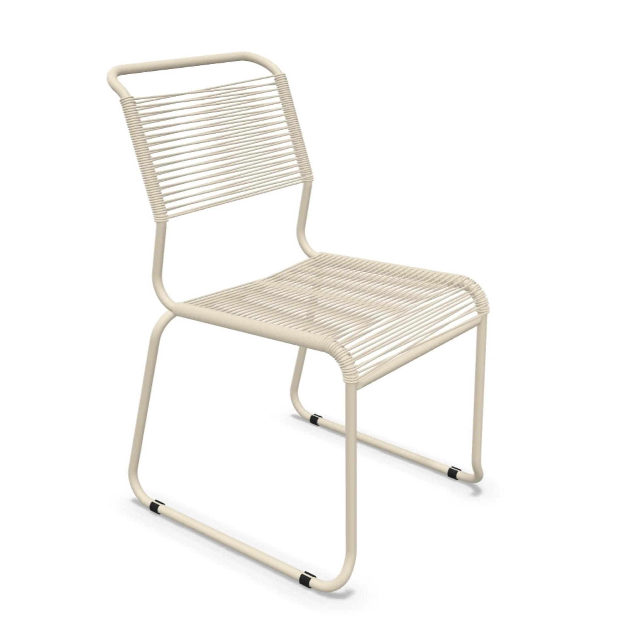 Säntiş Spagettistuhl mit Kufen in Pastellsand - moderner Designerstuhl für Innen- und Außenbereich.
