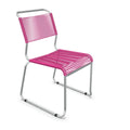 Spaghettistuhl Sääntis mit Kufen in Pink - moderner Designstuhl mit Metallrahmen