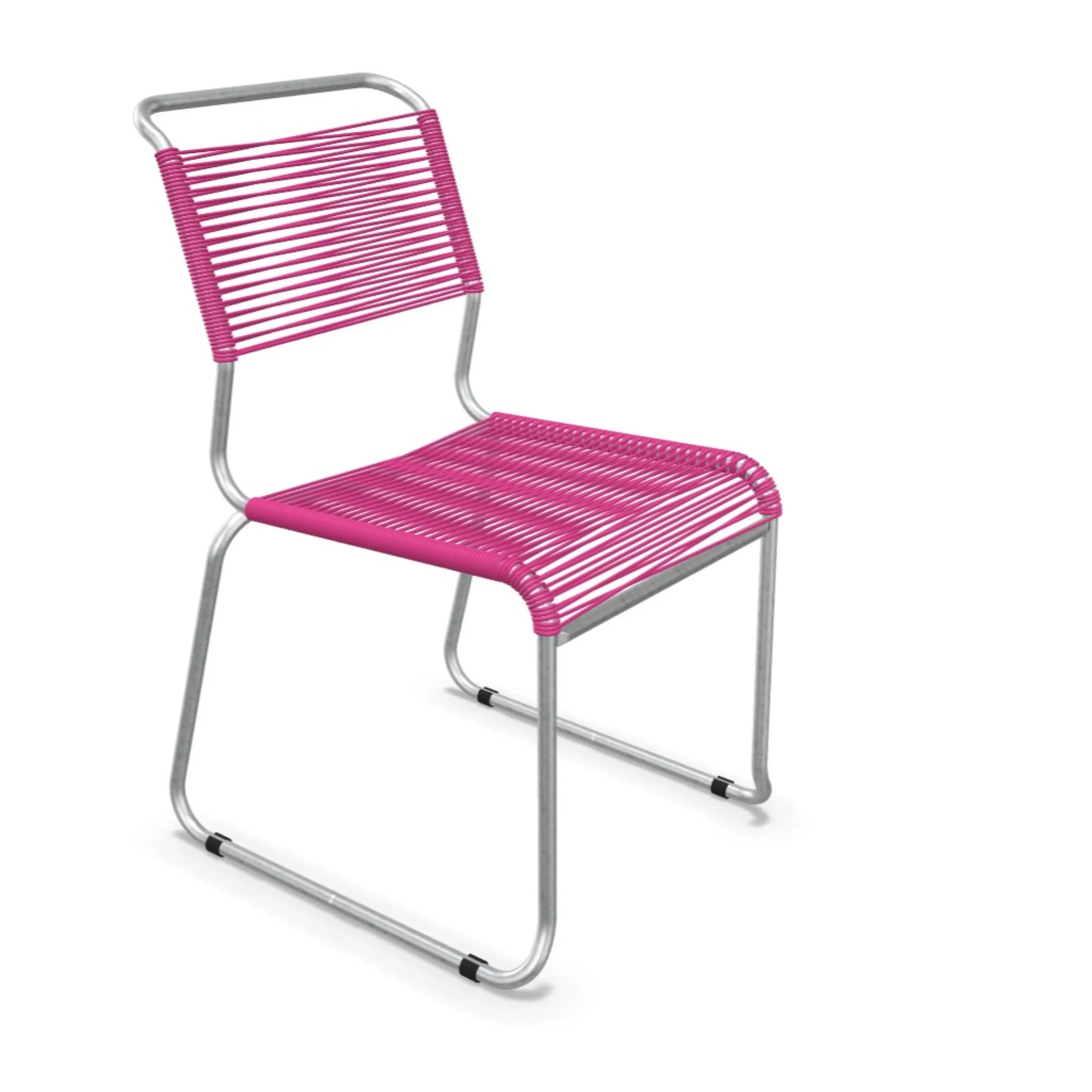 Spaghettistuhl Sääntis mit Kufen in Pink - moderner Designstuhl mit Metallrahmen