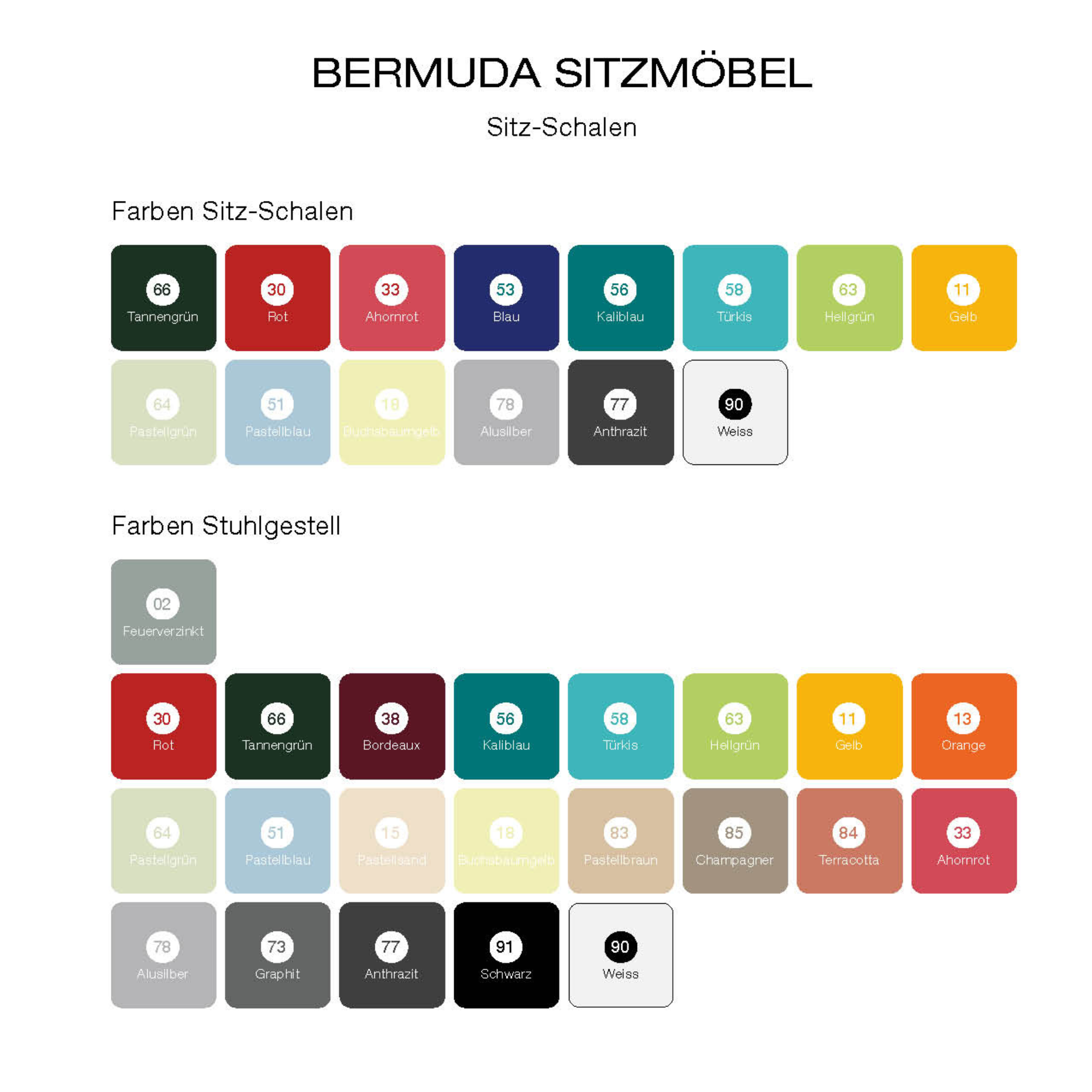 Bermuda Sitzmöbel Farbpalette - Schaffner Stuhl in Hellgrün und weitere Farben
