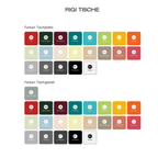 Rigi Tische Farben: Farbpalette mit Tischplatte und Gestell in Rot, Schwarz, Bordeaux, Petrol, Hellblau, Grün, Gelb, Orange, 