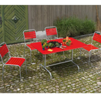 Schaffner Metalltisch Rigi 140x80cm rot mit Stühlen im Garten - modernes Gartenmöbel Set