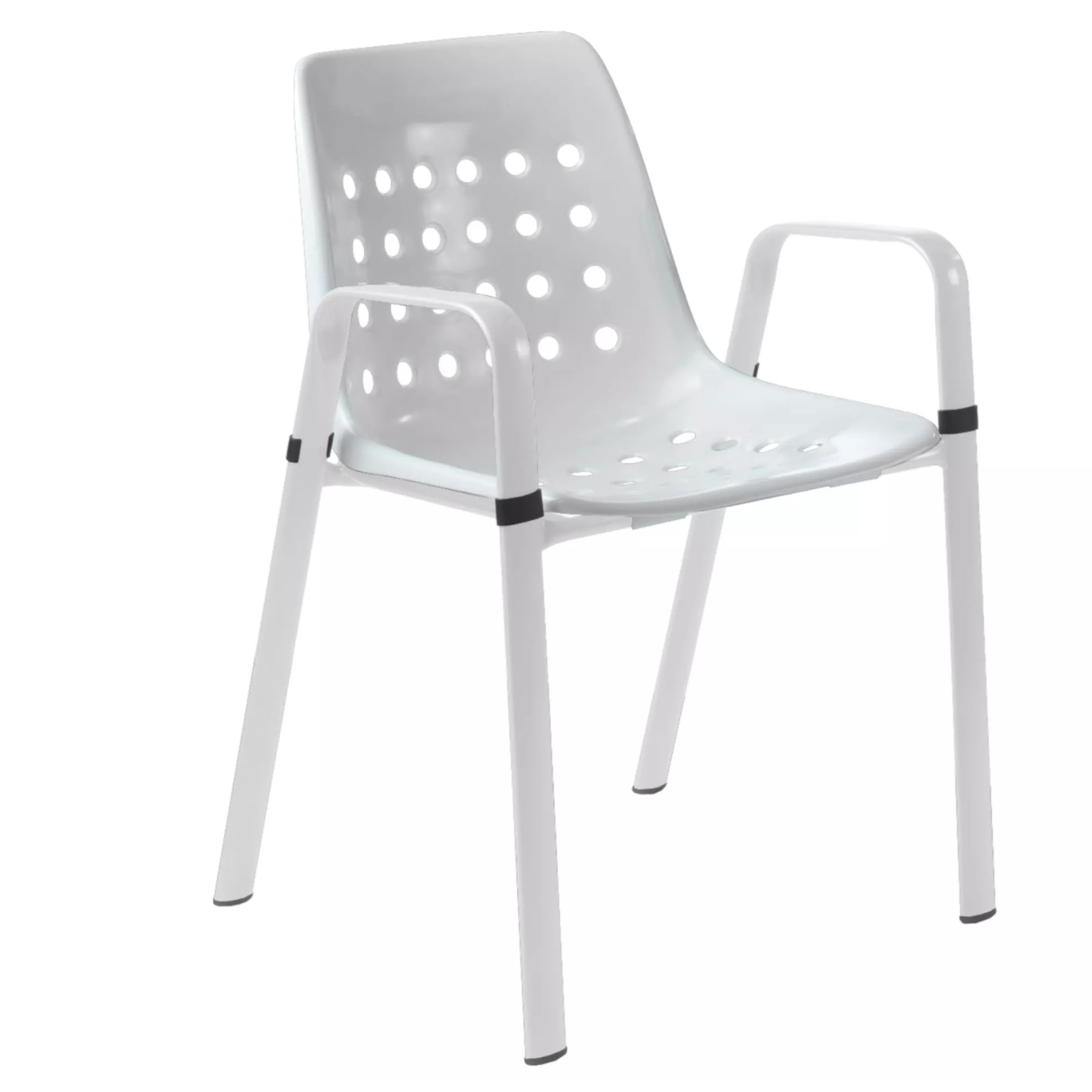 Schaffner Bermuda Stuhl ML weiß - moderner Gartenstuhl mit Armlehnen und Lochdesign