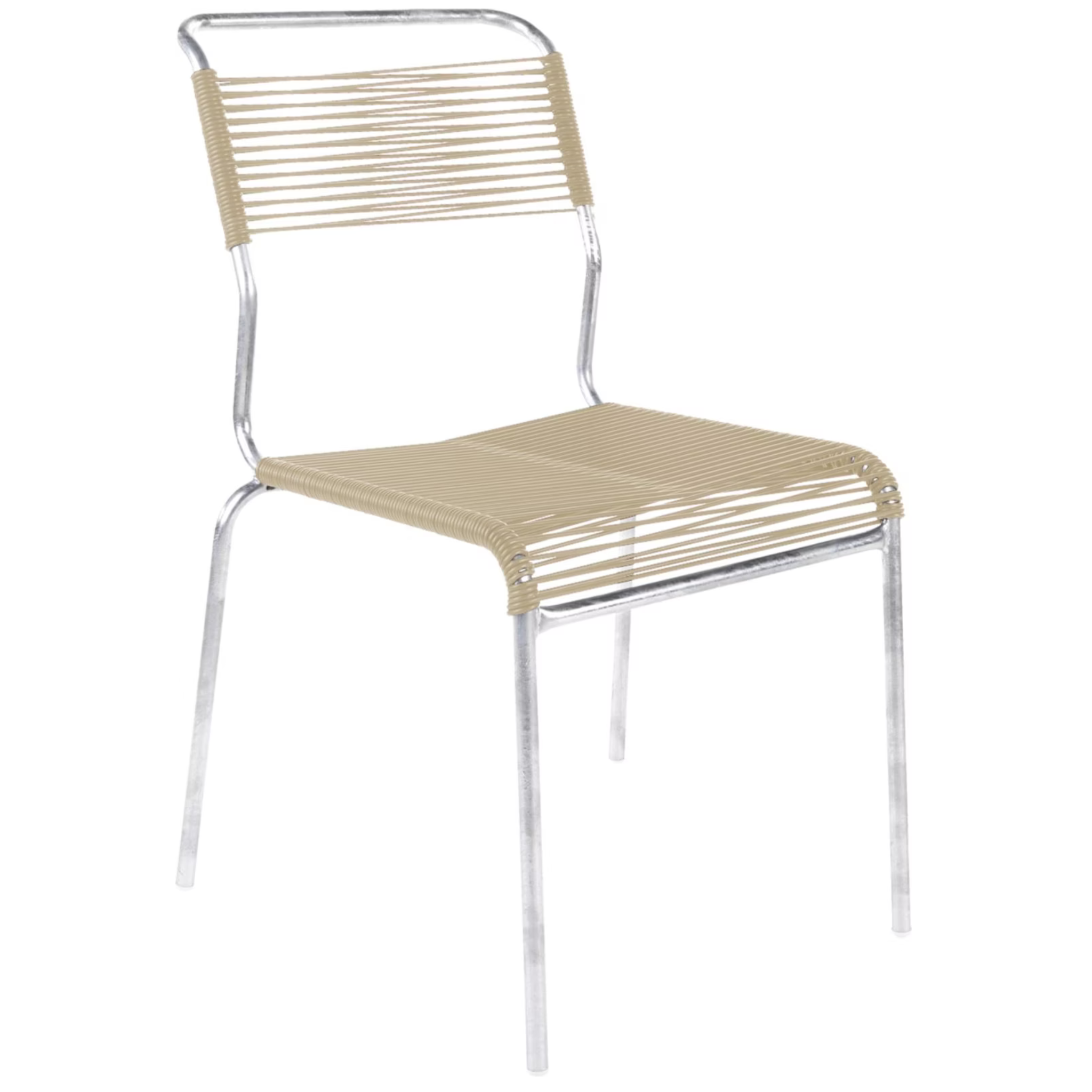 Schaffner Spaghettistuhl Sändis ohne Armlehne, Pastellsand, feuerverzinkt – moderner Gartenstuhl