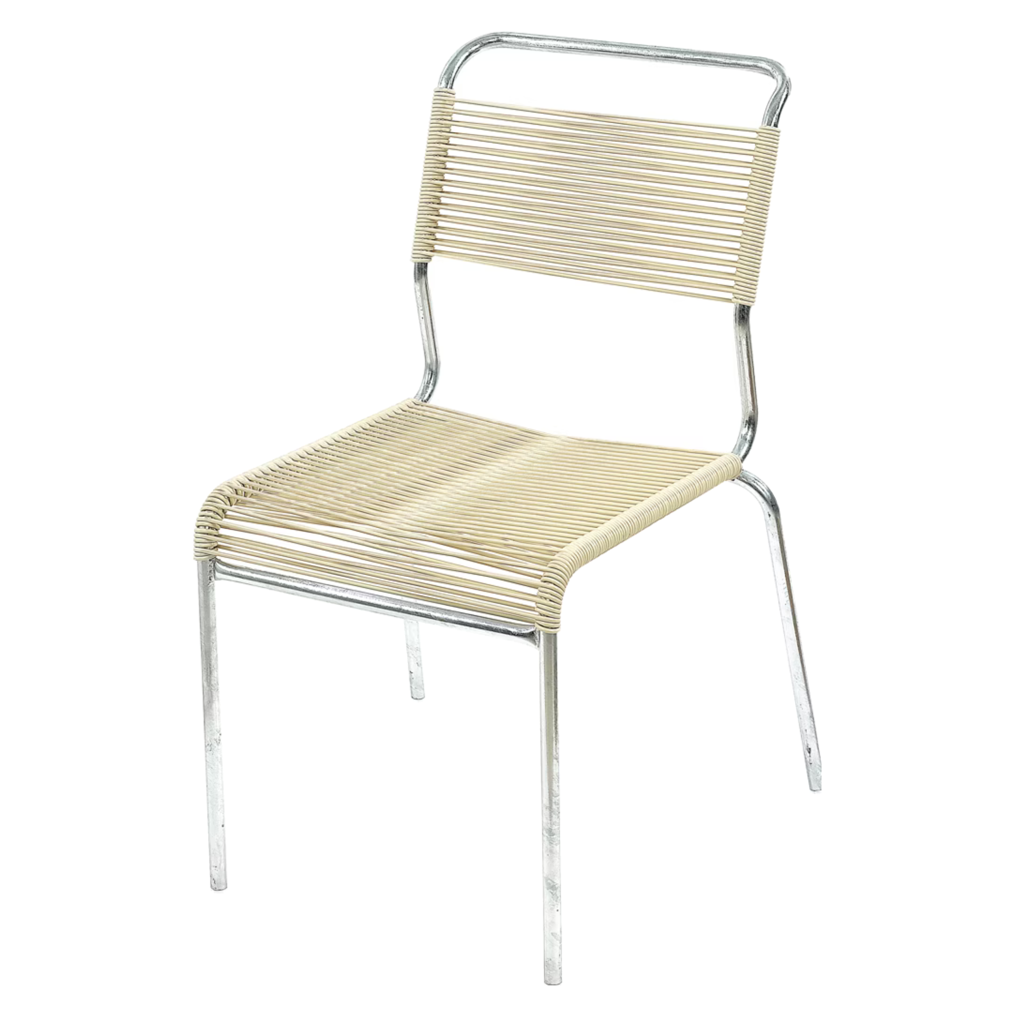 Schaffner Spaghettistuhl Säntis ohne Armlehne in Pastellsand, feuerverzinkt - moderner Gartenstuhl