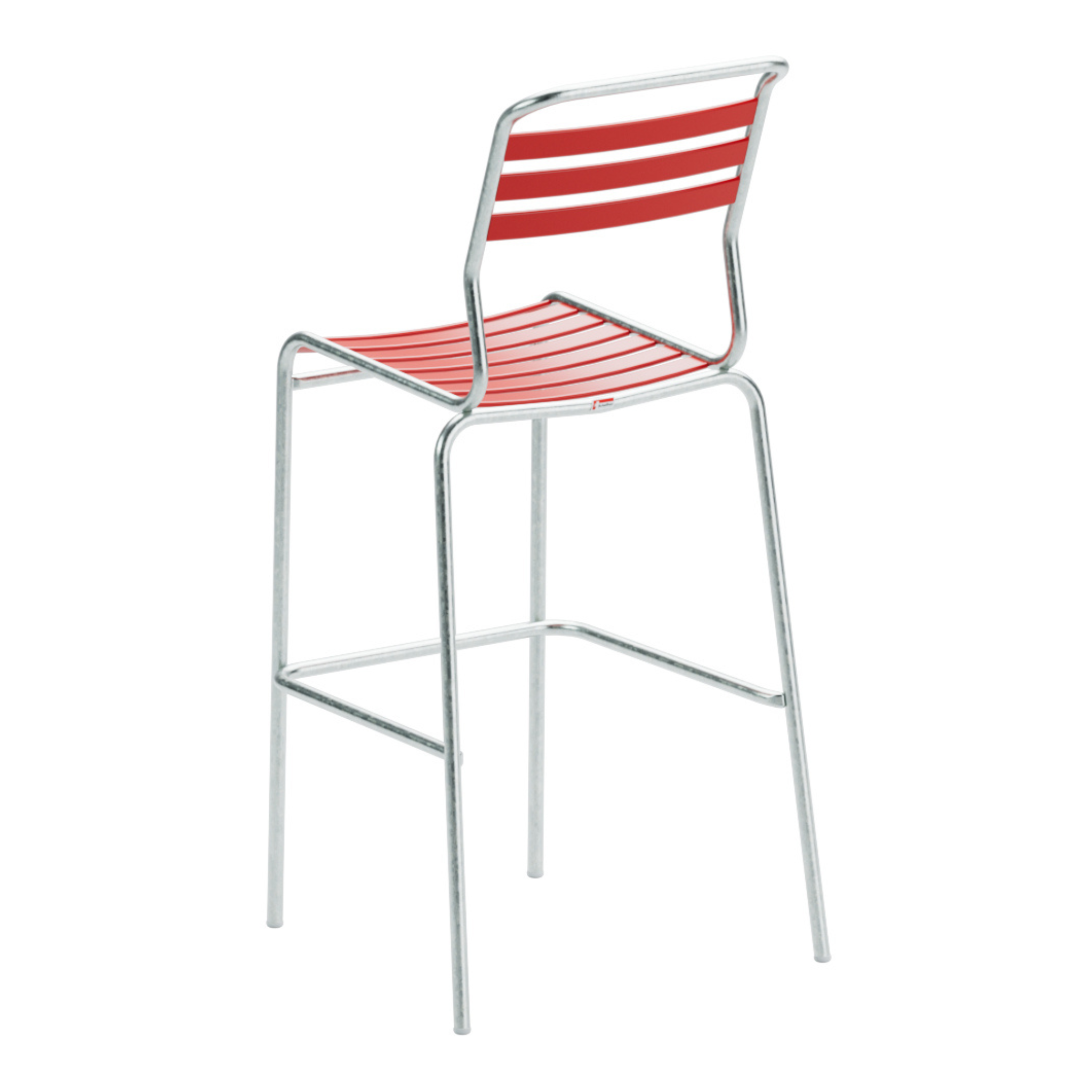 Schaffner Laettli Barhocker Säntis rot - moderner Aluminium Barstuhl mit rotem Kunststoffgeflecht