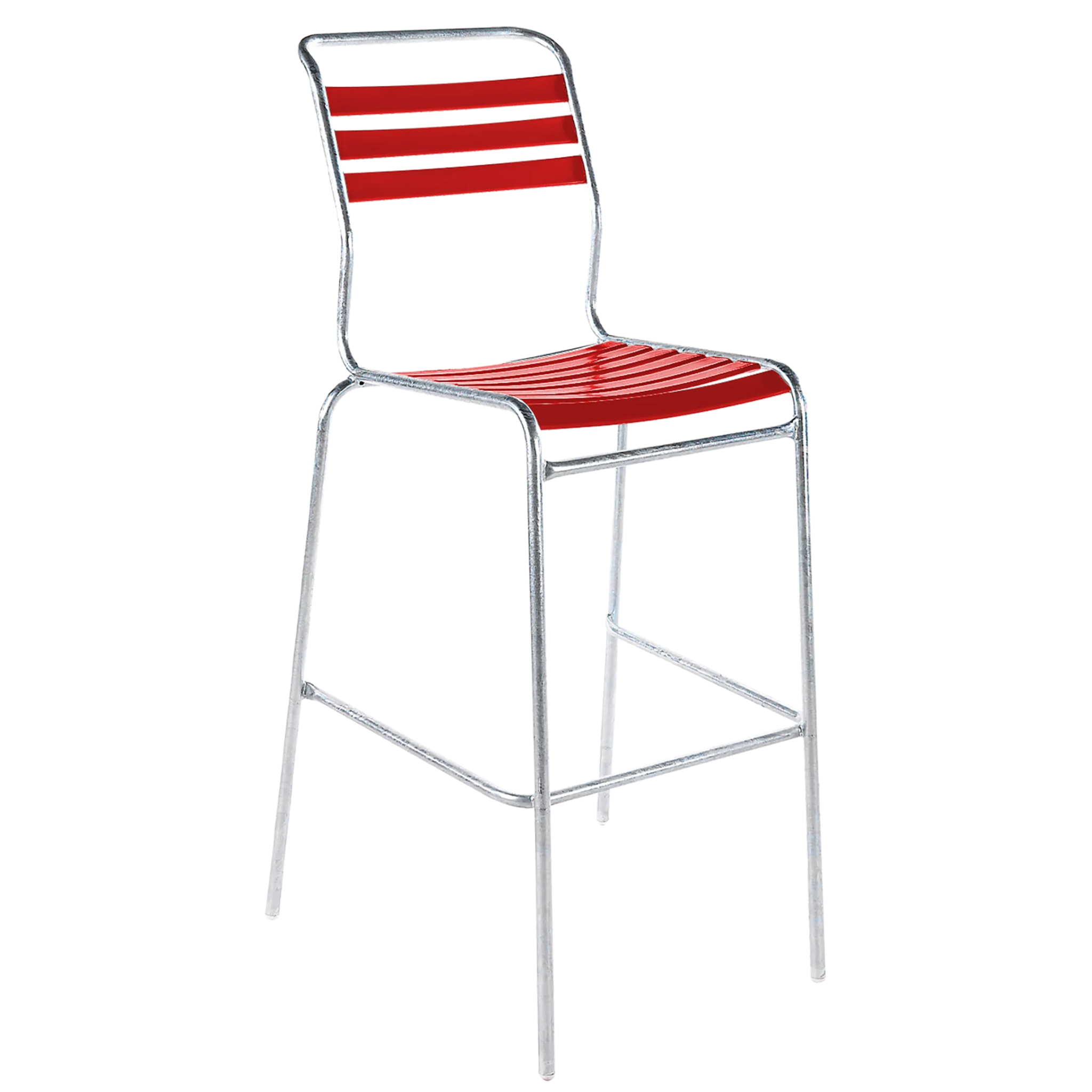 Schaffner Lätti Barhocker Säntis rot - moderner Aluminium Barstuhl mit roten Streifen
