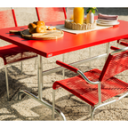 Schaffner Tisch Säntis 240x80cm rot - moderner Gartentisch mit Stühlen im Freien