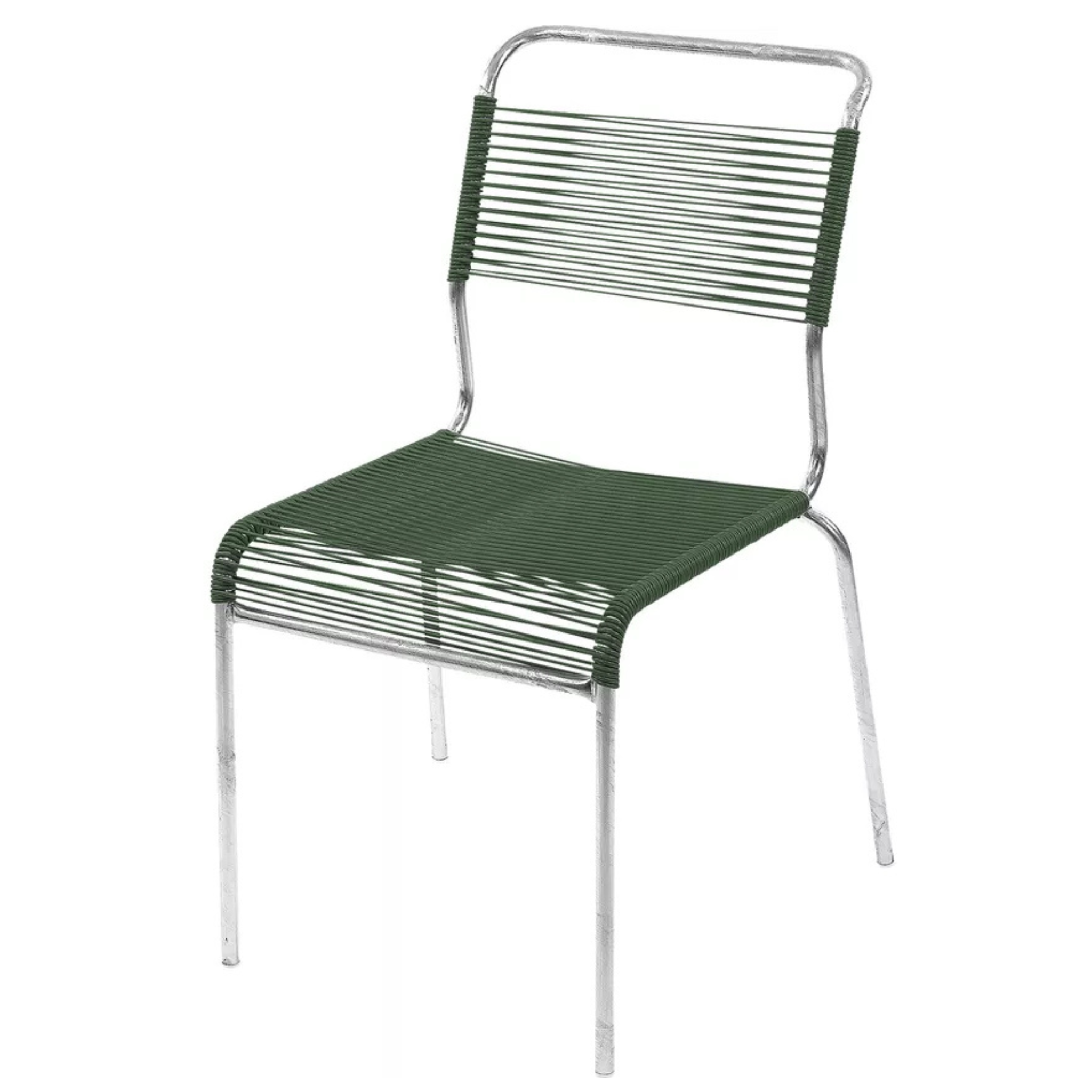 Schaffner Säntis Spagettistuhl ohne Armlehne, feuerverzinkt, Tannengrün - moderner Gartenstuhl