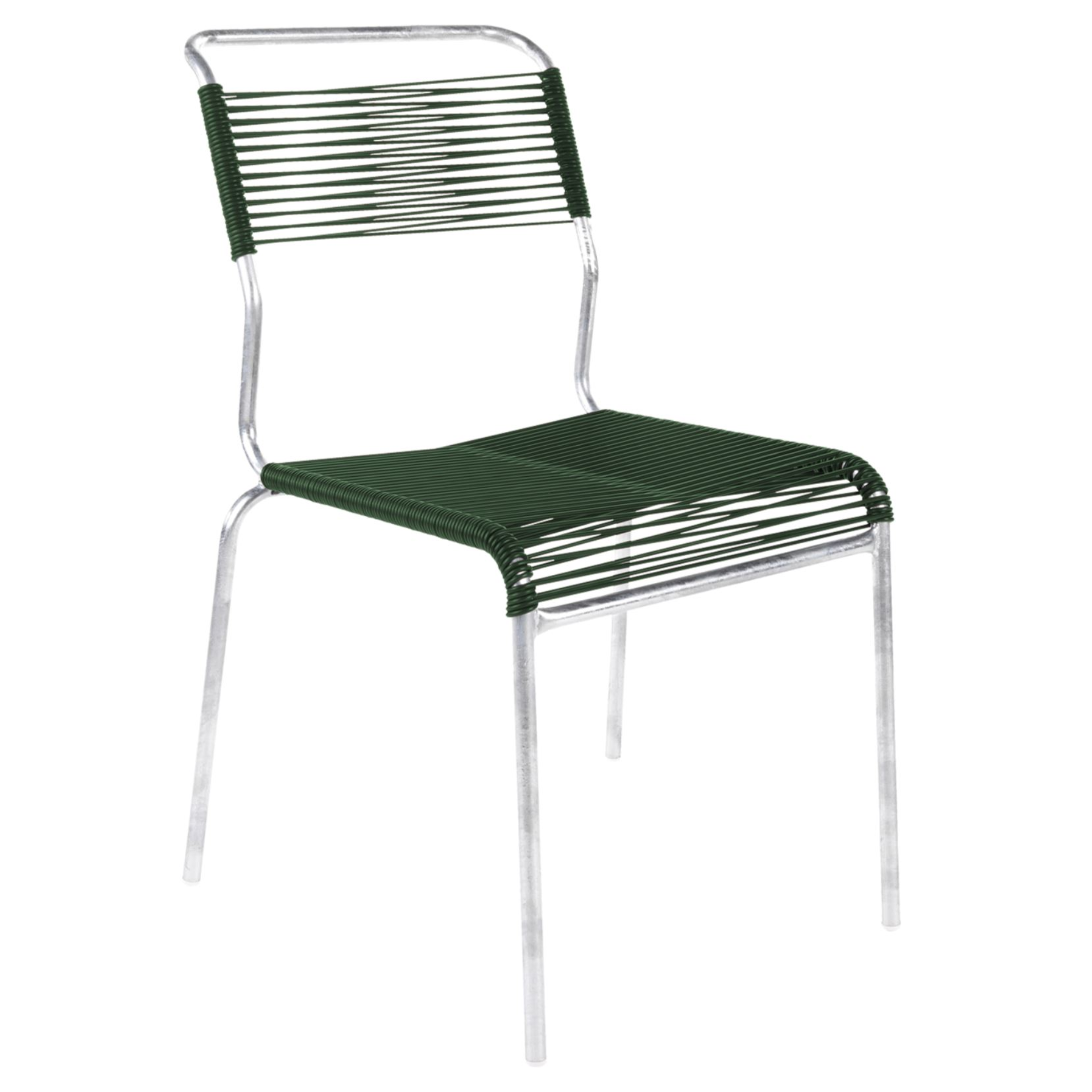 Schaffner Säntis Spaghettistuhl ohne Armlehne, feuerverzinkt, Tannengrün - moderner Gartenstuhl
