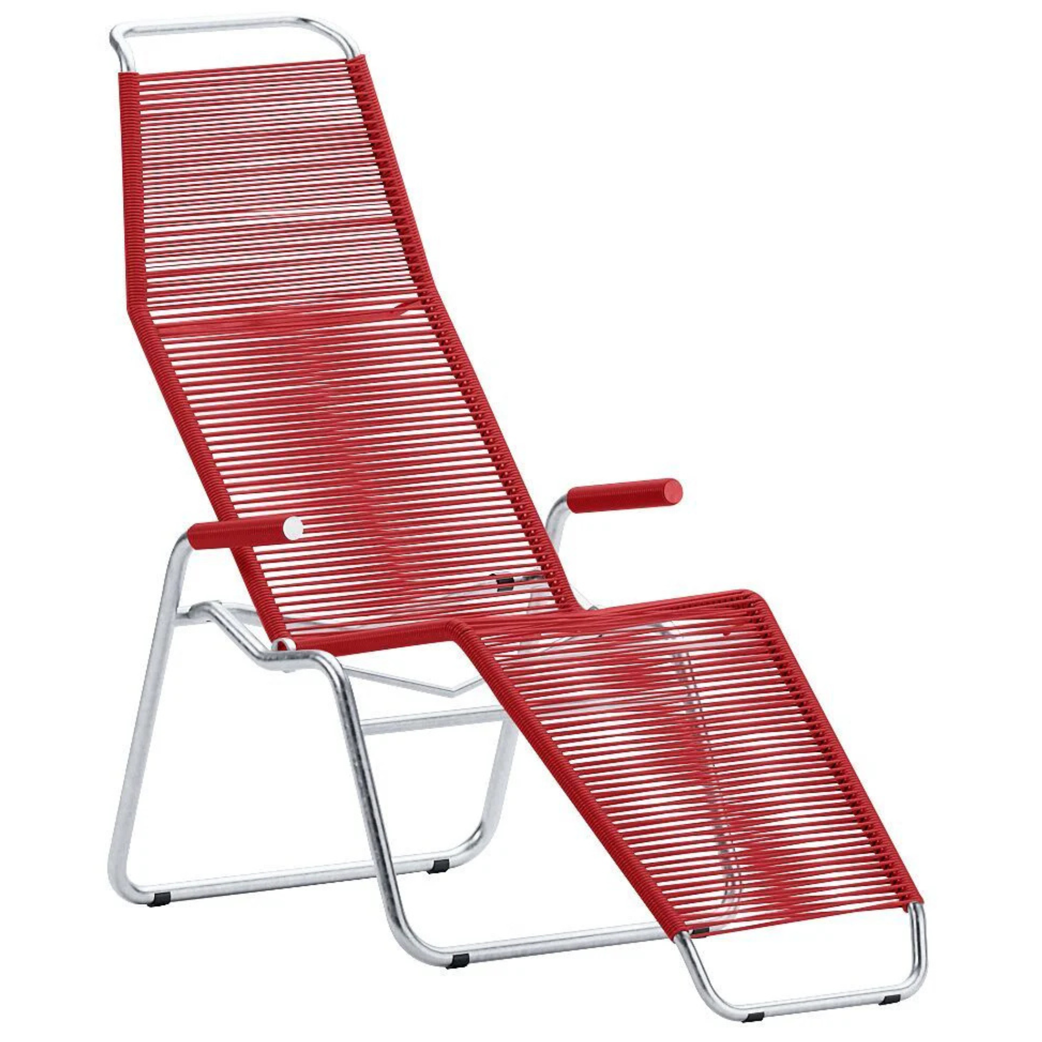 Schaffner Spaghettiliege Brissago rot mit Aluminium-Gestell, moderne Gartenliege