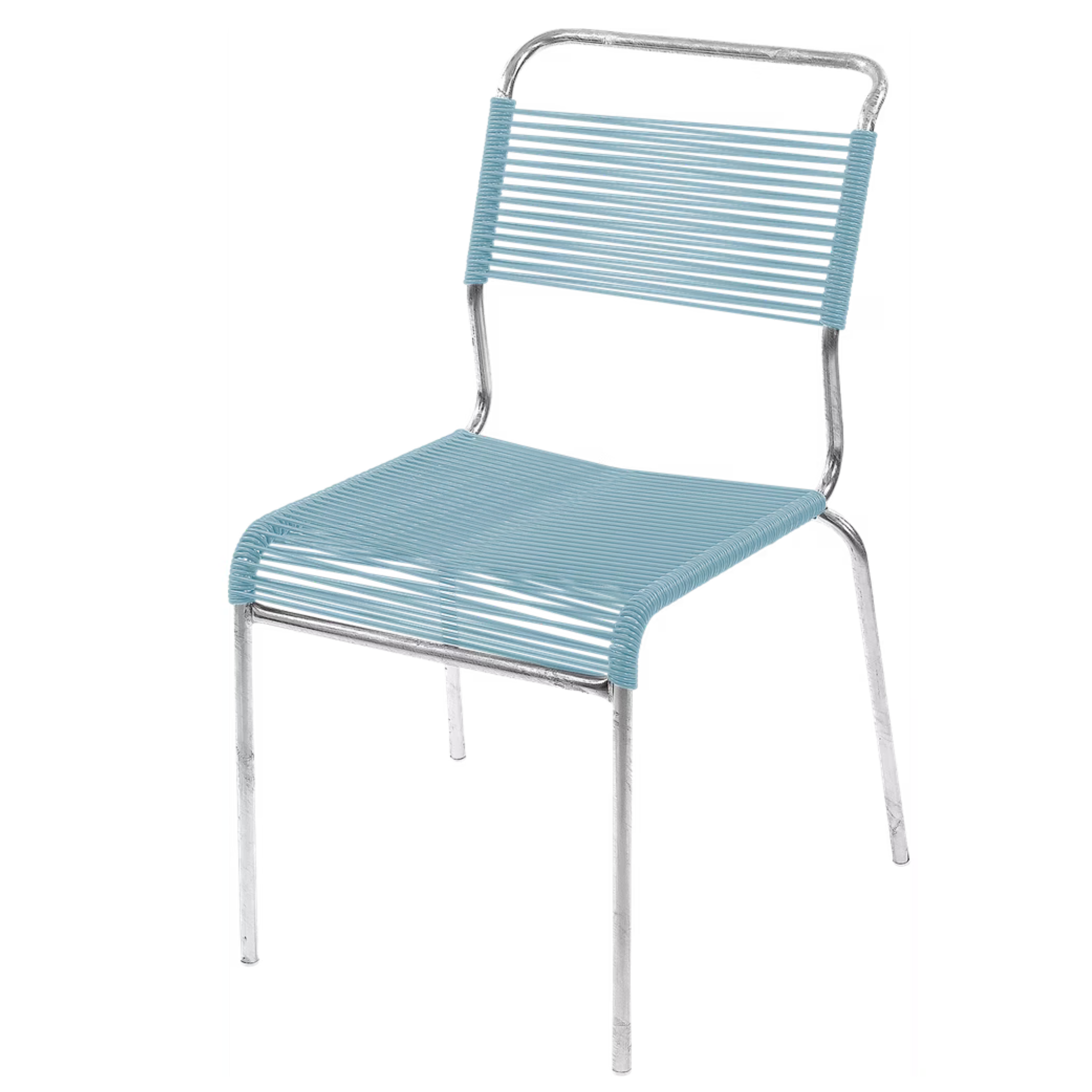 Schaffner Spaghettistuhl Säntis ohne Armlehne in Pastellblau, feuerverzinkt - moderner Gartenstuhl