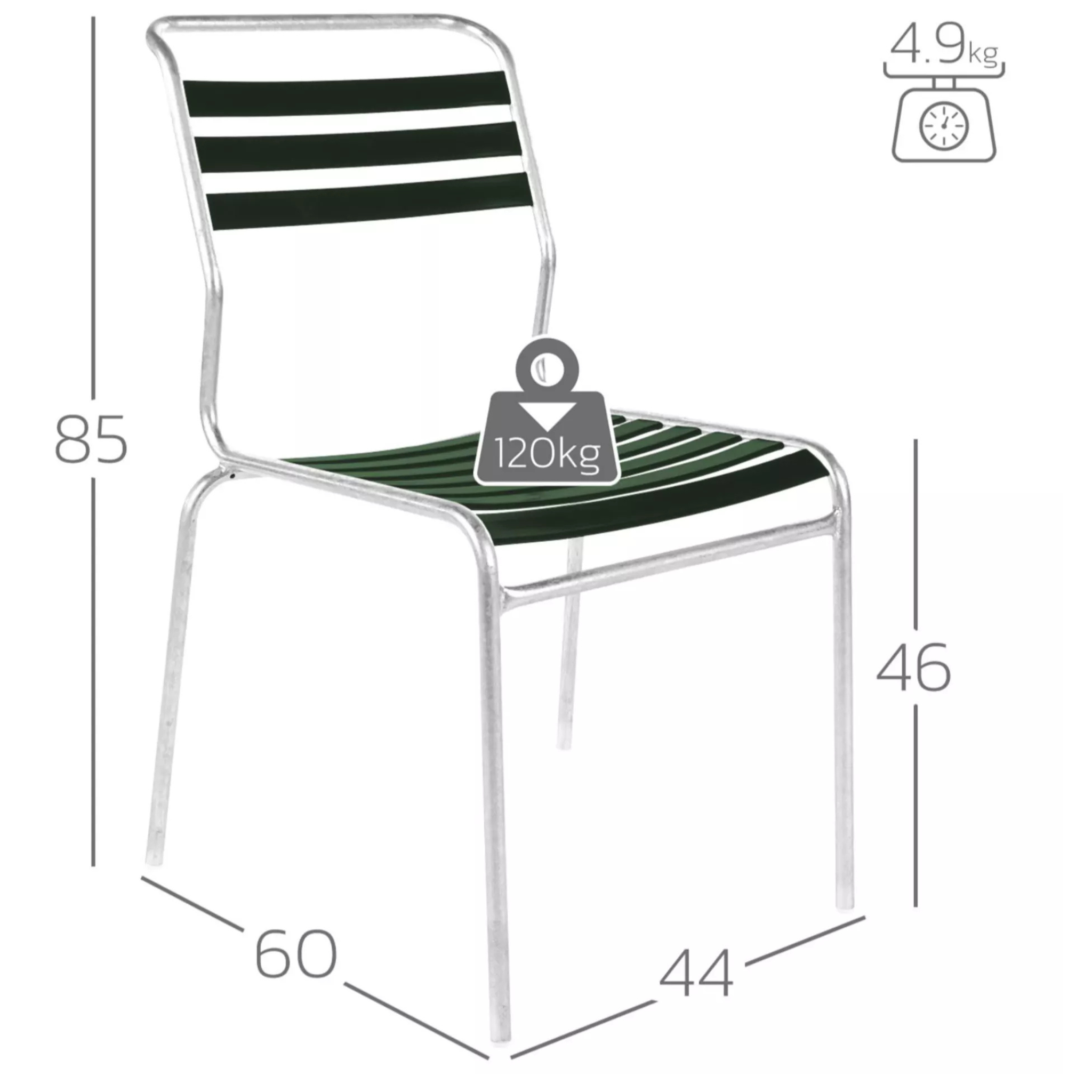 Schaffner Säntis Lattenstuhl Pastellgrün - moderner Gartenstuhl mit Aluminium-Rahmen, 85cm Höhe, belastbar bis 120kg