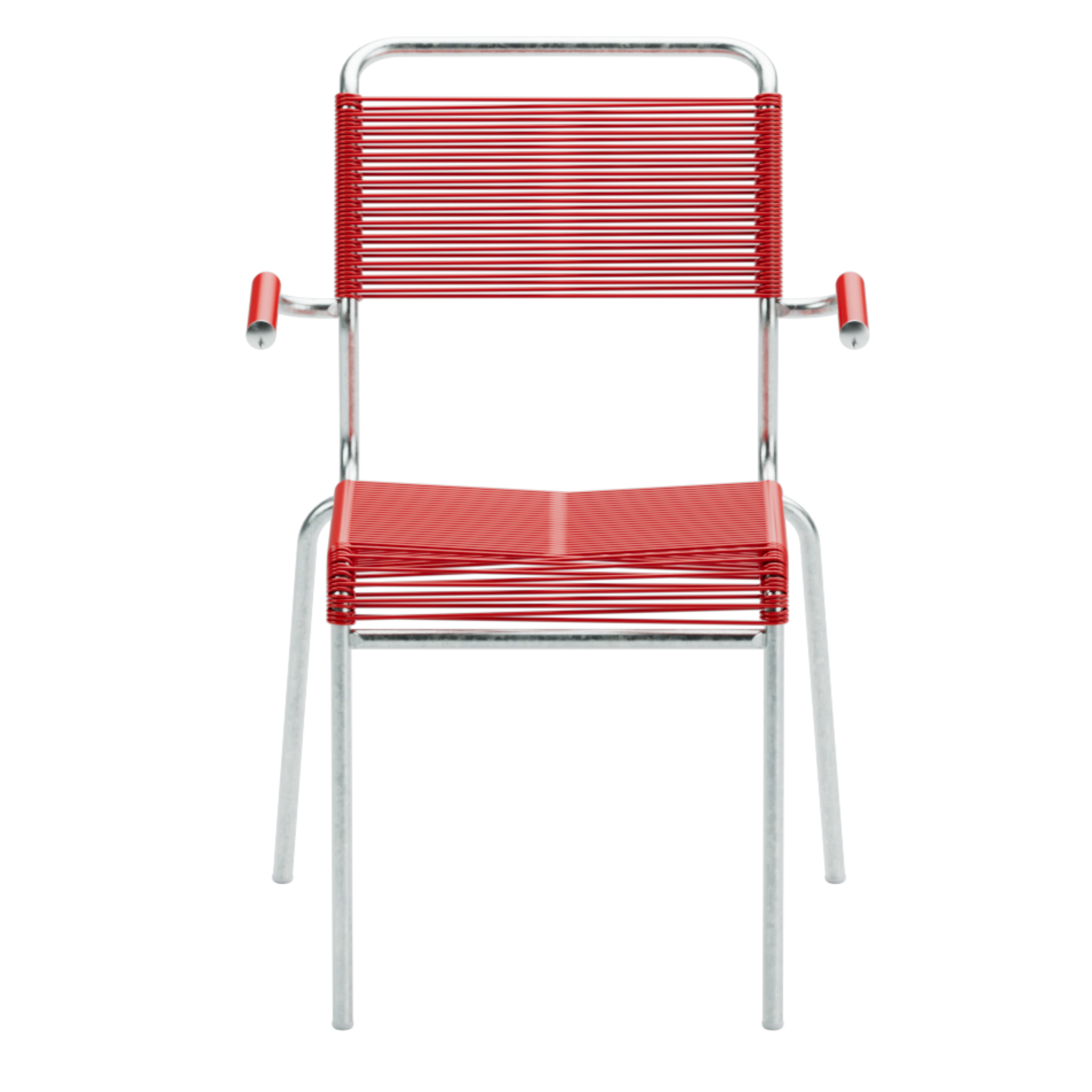 Schaffner Spaghettistuhl mit Armlehnen rot, moderner Gartenstuhl aus Aluminium und Kunststoff