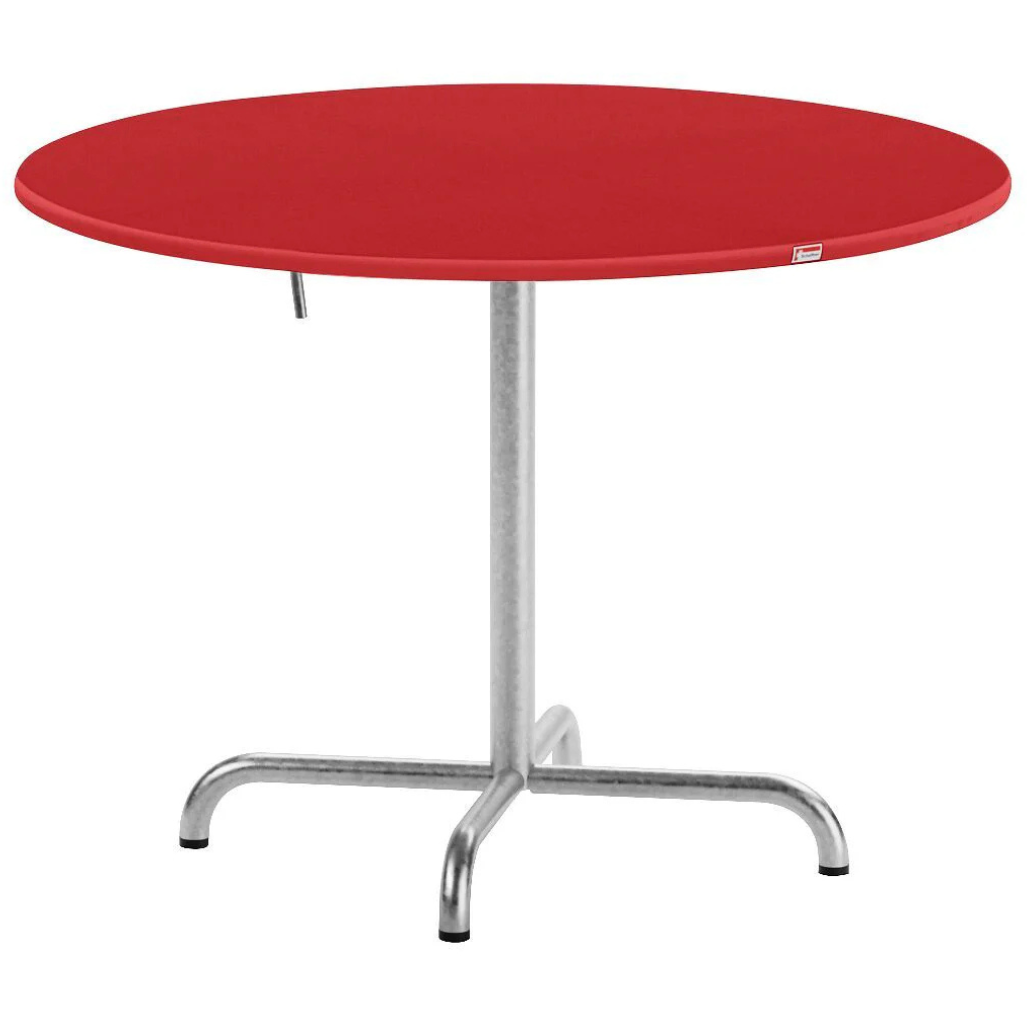 Schaffner Fiberglastisch Davos 100cm rund rot - moderner Gartentisch mit Aluminium-Gestell