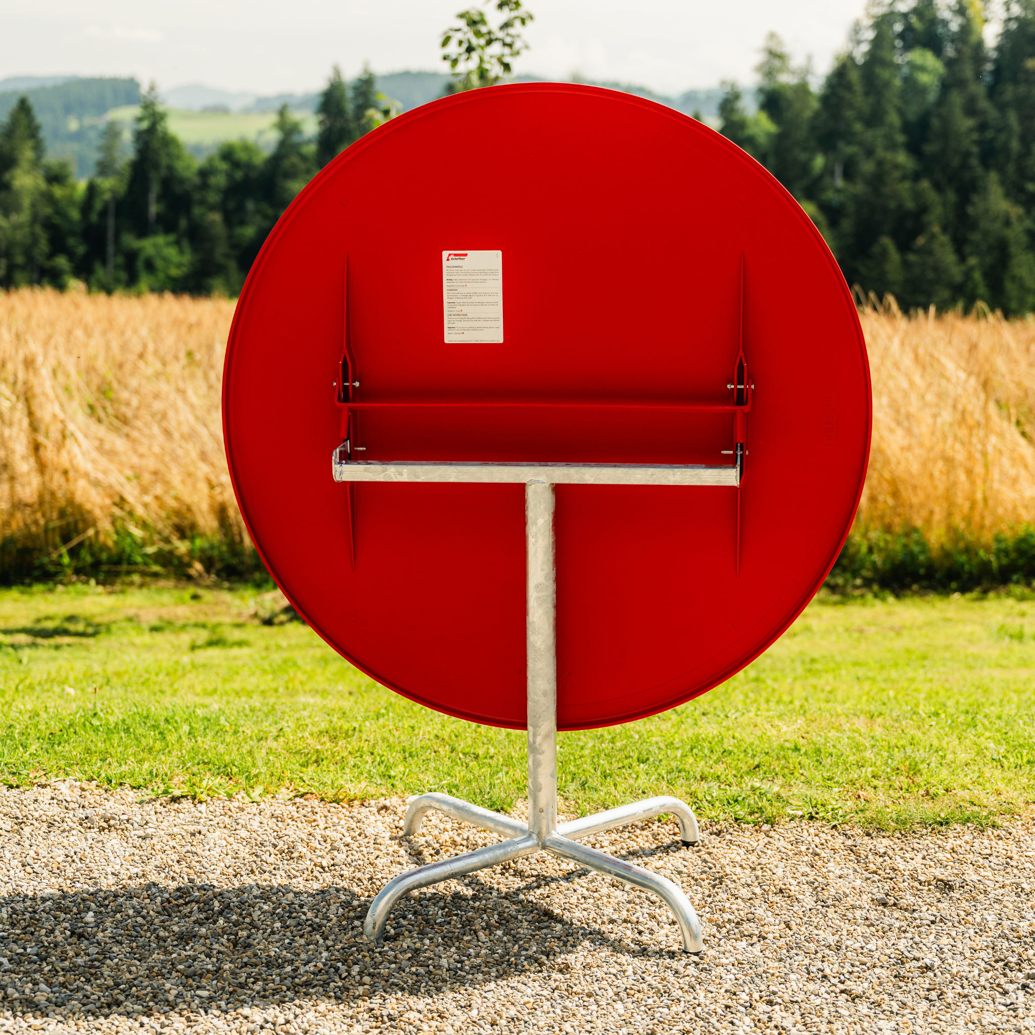 Schaffner Fiberglas Tisch Davos 100cm rot rund - moderner Gartentisch für Outdoor