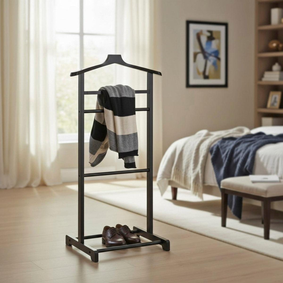 HAKU Möbel Herrendiener aus Bambus 48 x 36 x 97 cm in Schwarz