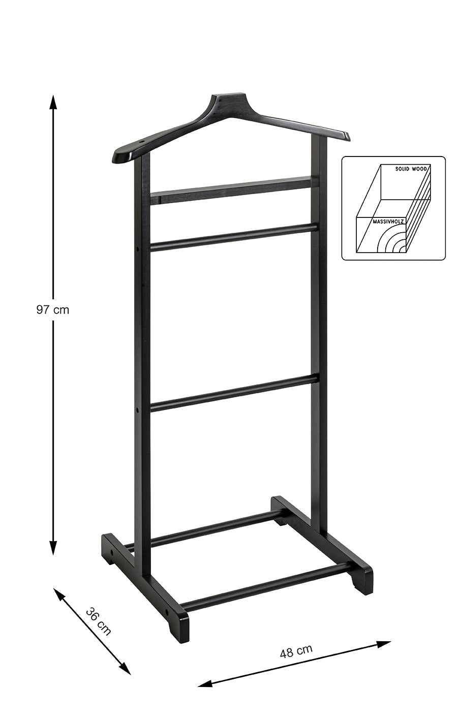 HAKU Möbel Herrendiener aus Bambus 48 x 36 x 97 cm in Schwarz