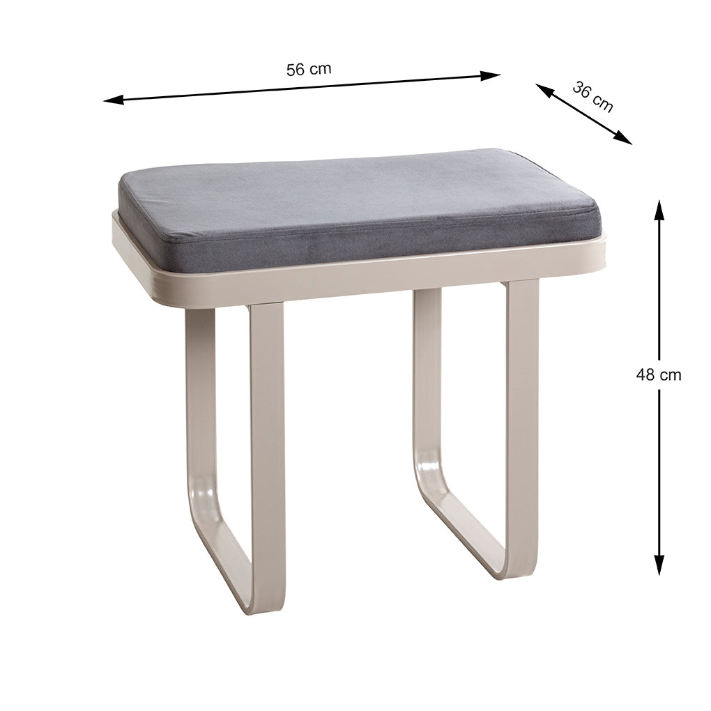 HAKU Möbel Bank aus Metall gepolstert, 56 x 36 cm, H 48 cm in Anthrazit, Kaschmir