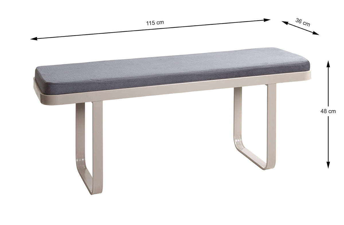 HAKU Möbel Bank aus Metall gepolstert, 115 x 36 cm, H 48 cm in Anthrazit, Kaschmir