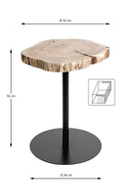 HAKU Möbel Beistelltisch aus Massivholz Baumkante in Braun, Ø 40 cm, H 50 cm