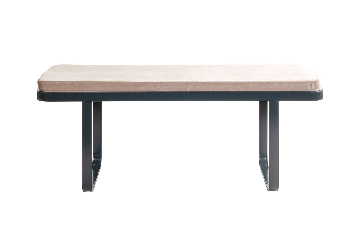 HAKU Möbel Bank aus Metall gepolstert in Anthrazit, 115 x 36 cm, H 48 cm