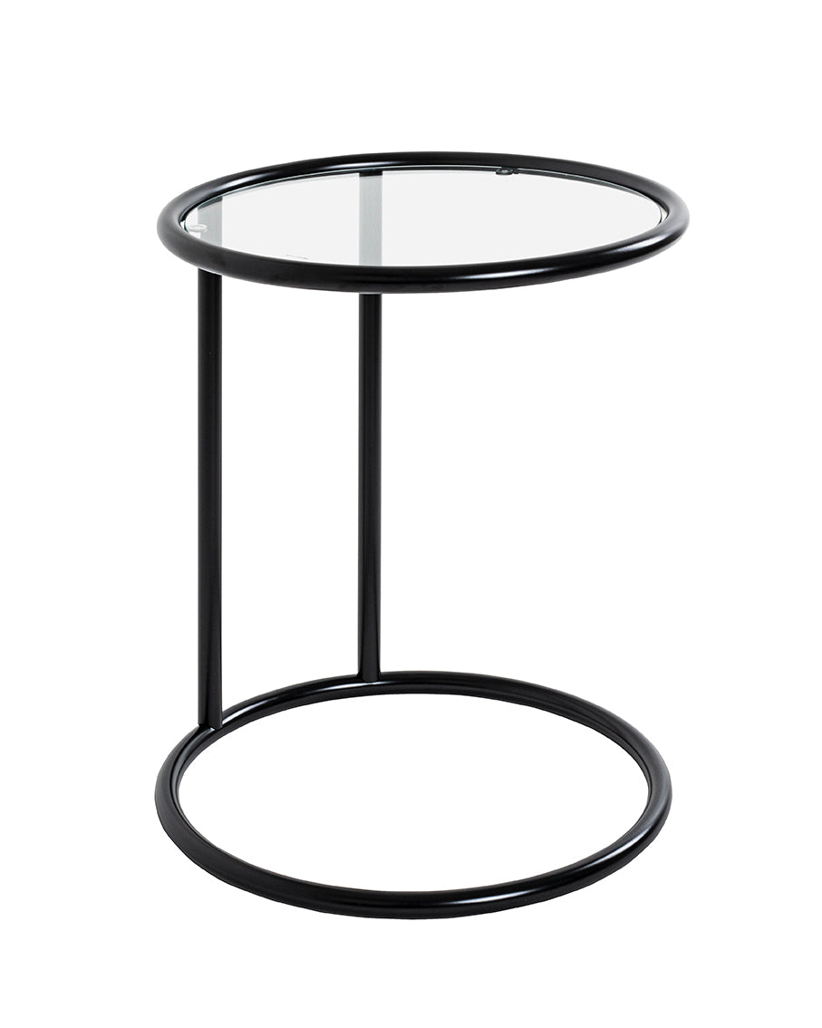 HAKU Möbel Beistelltisch aus Metall mit Glas in Schwarz 45 x 55 cm