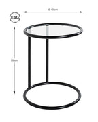 HAKU Möbel Beistelltisch aus Metall mit Glas in Schwarz 45 x 55 cm