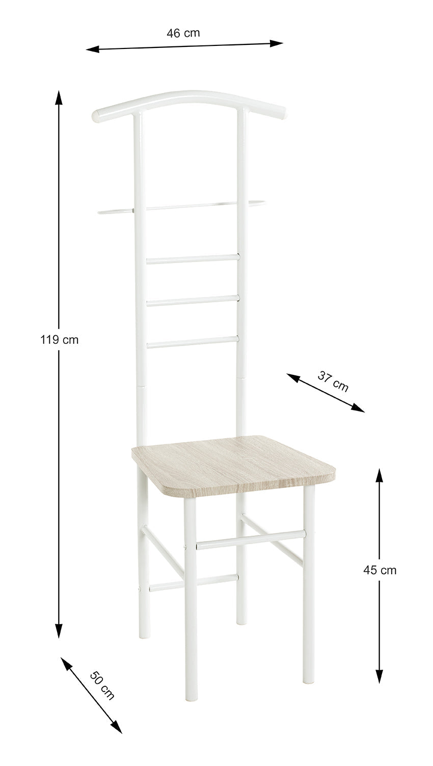 HAKU Möbel Herrendiener aus Metall 46 x 50 x 119 cm in Eiche, Weiss