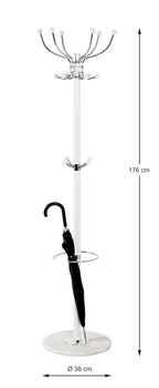 HAKU Möbel Garderobenständer aus Metall mit Marmor 38 x 176 cm in Chrom, Weiss