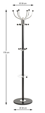 HAKU Möbel Garderobenständer aus Metall mit Marmor 38 x 176 cm in Chrom, Schwarz