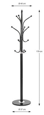 HAKU Möbel Garderobenständer aus Metall mit Marmor in Schwarz 40 x 179 cm