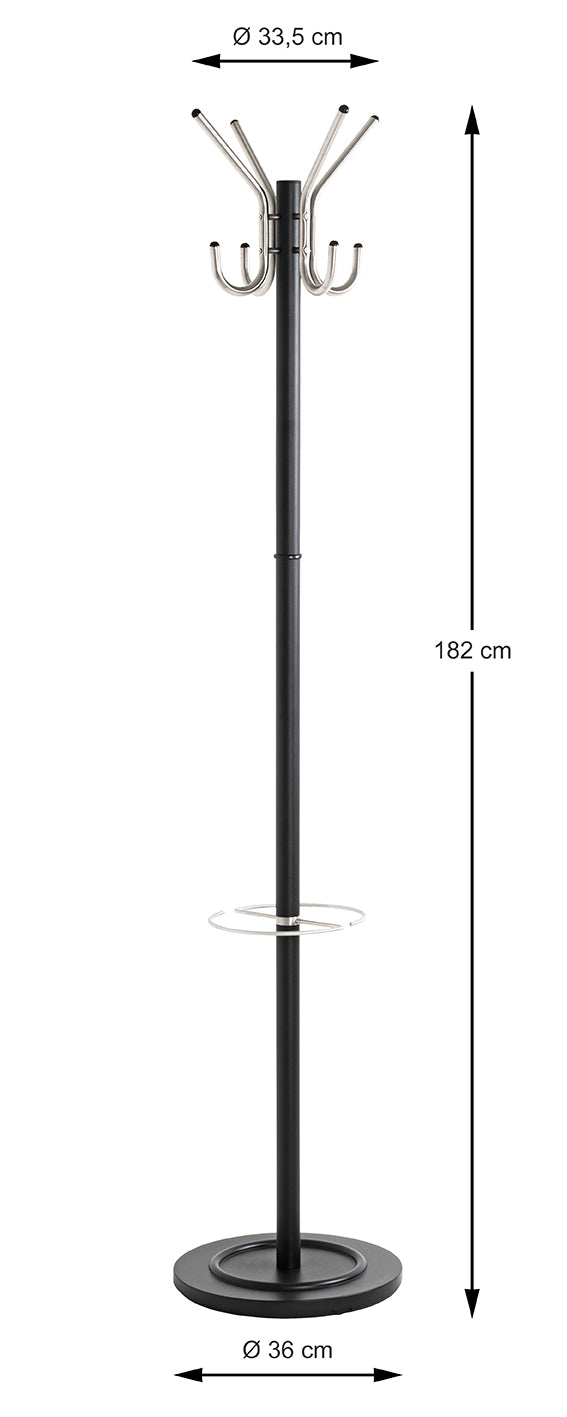 HAKU Möbel Garderobenständer aus Metall in Schwarz 36 x 182 cm