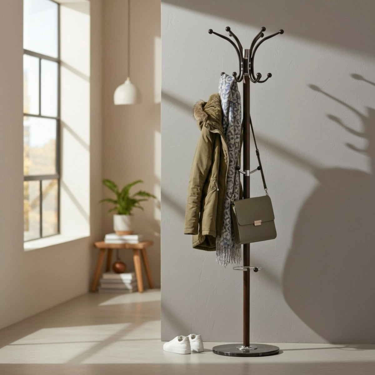 HAKU Möbel Garderobenständer aus Metall mit Marmor in Braun 39 x 171 cm